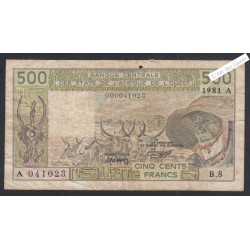 Billet Côte d'Ivoire - 500  Francs - A 041023 B.8 - 1981 - P.106ad - lartdesgents.fr