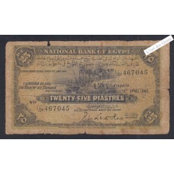 Billet Egypte - 25 Piastres - L/84 467045 - 1947  - lartdesgents.fr