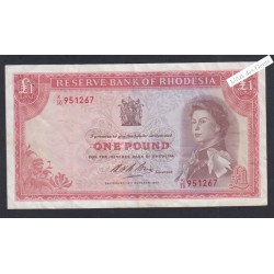Billet Rhodésia - 1 Pound - K/30 951267 - 1968 - lartdesgents.fr