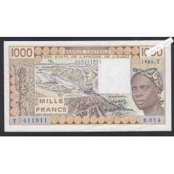 Billet Togo - 1000 Francs - n° B.014 411911 - 1986 - lartdesgents.fr