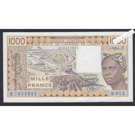 Billet Togo - 1000 Francs - n° B.014 411911 - 1986 - lartdesgents.fr