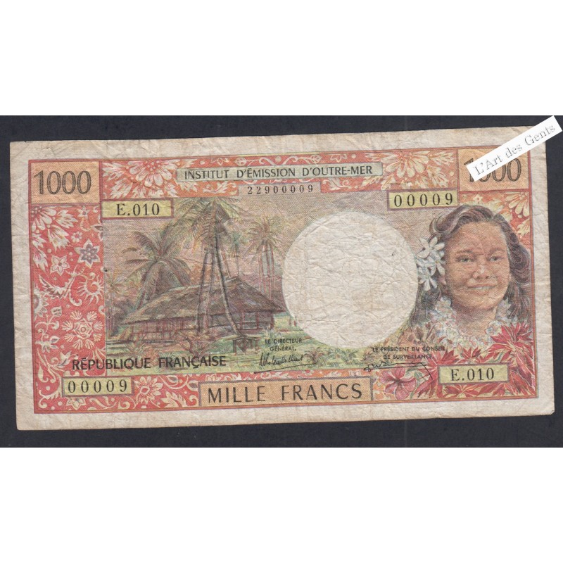 Billet Tahiti Papeete  - 1000 Francs  - E.010 00009 - lartdesgents.fr
