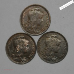Lot monnaies de 1 centime 1900 et 2 x 1 centime 1908 -  lartdesgents.fr
