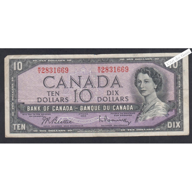 Billet Canada  - 10 Dollars  - MV 2831669 - 1954 - lartdesgents.fr