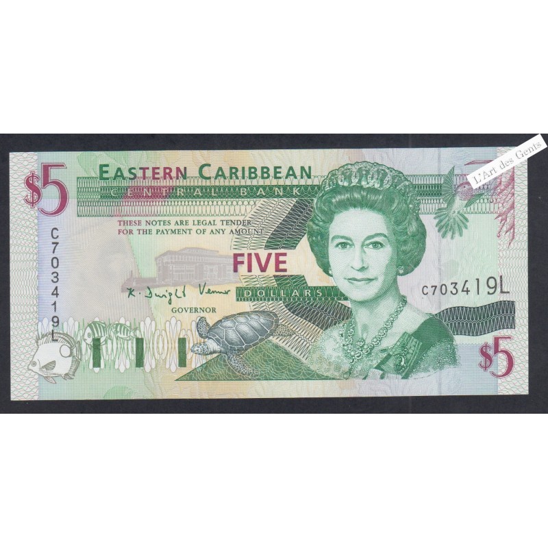 Billet Caraïbes - 5 Dollars  - C703419L - 1994 - P.31c - Neuf - lartdesgents.fr