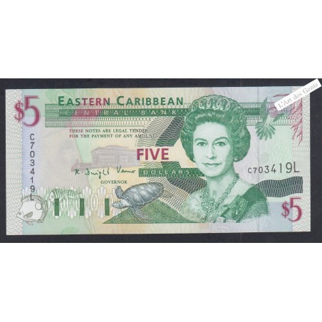 Billet Caraïbes - 5 Dollars  - C703419L - 1994 - P.31c - Neuf - lartdesgents.fr