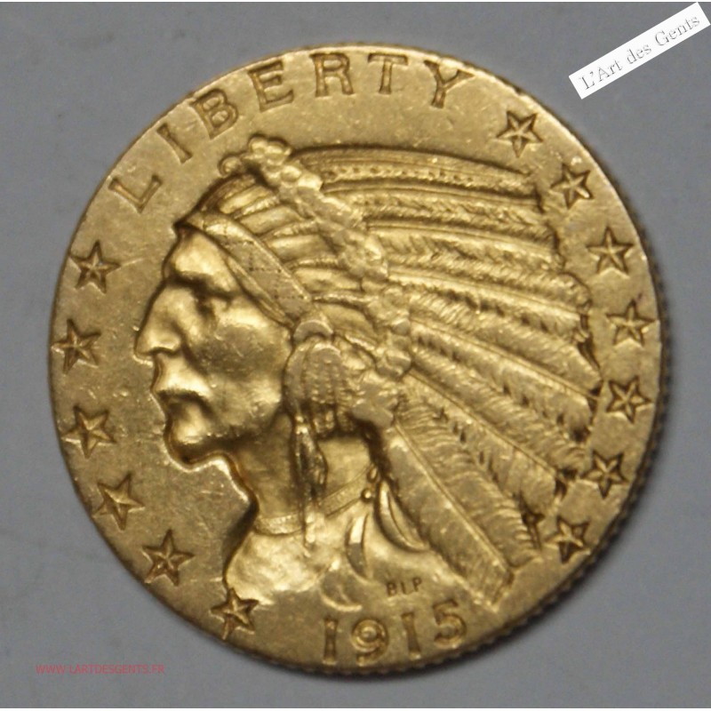 5 dollars - 5$ 1915 tête d'indien US  -  lartdesgents.fr