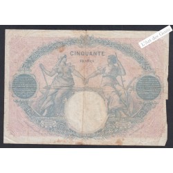 Billet 50 Francs Bleu et Rose - n°O.10078 869 - 1923 -  lartdesgents.fr