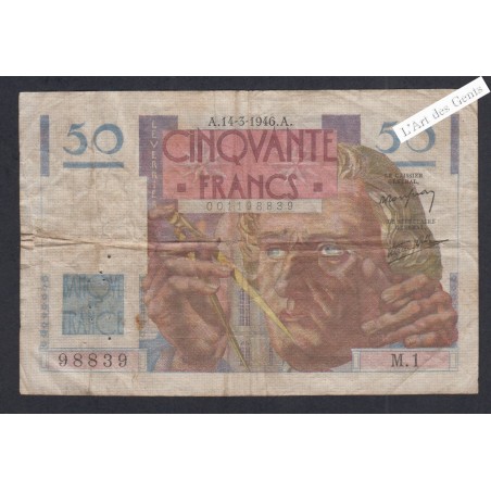 Billet 50 Francs Le Verrier - M.1 98839 - 1946 -  lartdesgents.fr