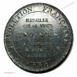 CONSTITUTION 5 SOLS IV/1792 MONNERON SPL/FDC, lartdesgents.fr