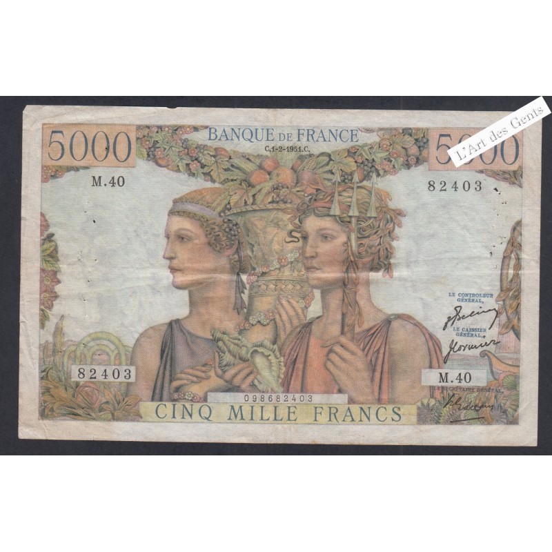 1000 Francs Terre et Mer - M.40 82403 - 1951 -  lartdesgents.fr