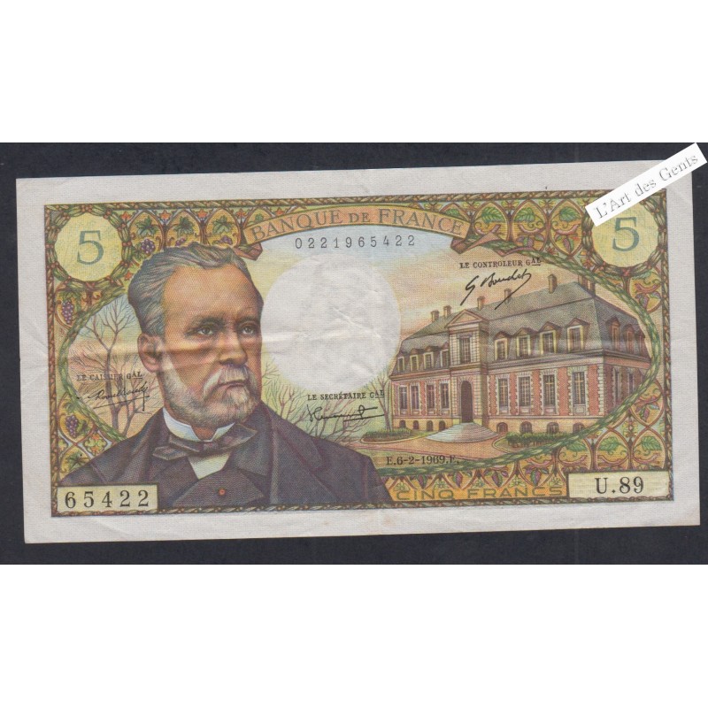 5 Francs Pasteur - U.89 65422 - 1969 -  lartdesgents.fr