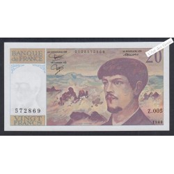 20 Francs Debussy - Z.005 572869 - 1980 - Neuf -  lartdesgents.fr