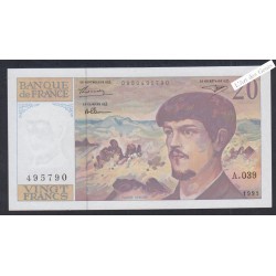 20 Francs Debussy - A.039 495790 - 1993 - P/Neuf -  lartdesgents.fr