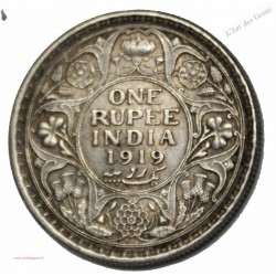 Inde britannique 1 roupie 1919 argent, lartdesgents.fr