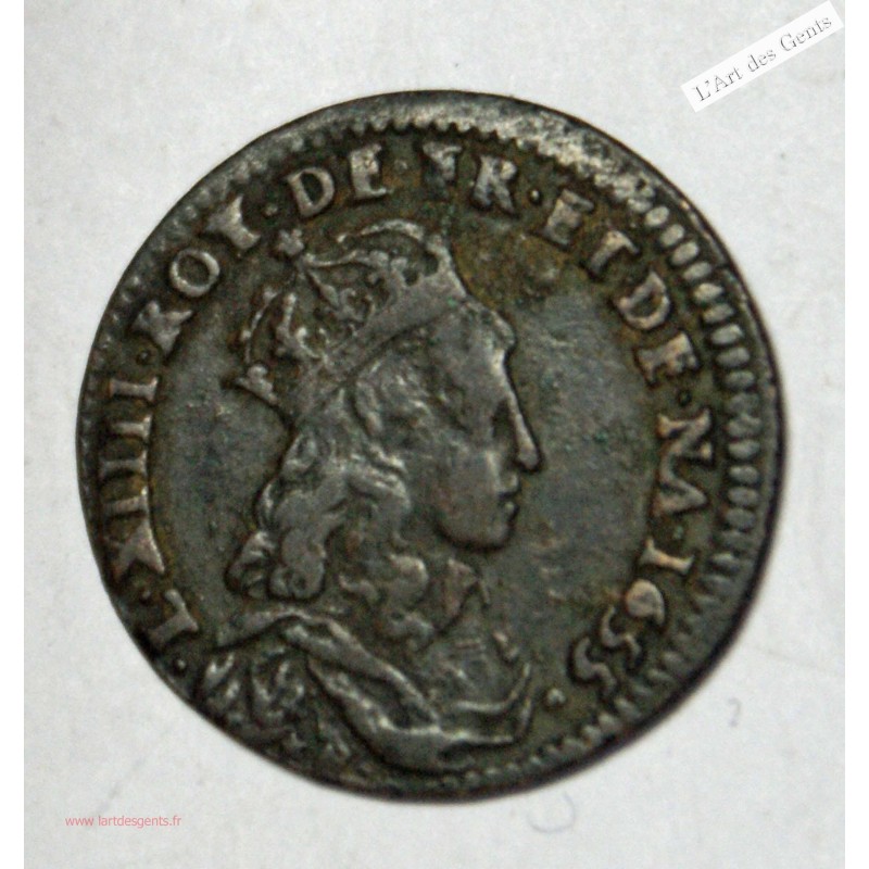 Liard de France de Louis XIV 1655 B Rouen .  lartdesgents.fr