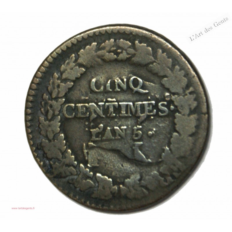 Dupré - 5 centimes D Lyon refrappe du 1 décime -  lartdesgents.fr