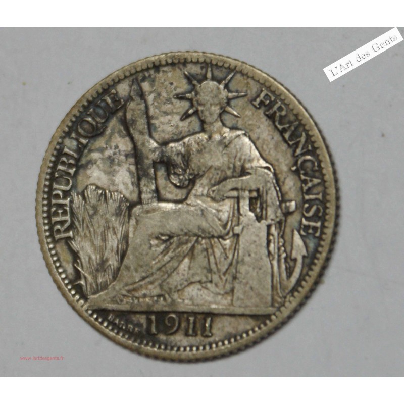 Indochine Française 20 cent 1911 argent, lartdesgents.fr