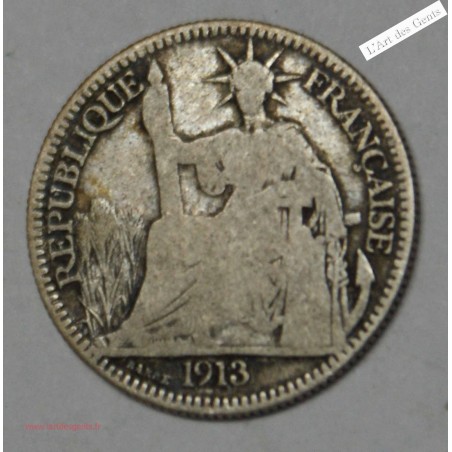 Indochine Française 10 cent 1913 argent TB, lartdesgents.fr