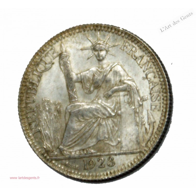 Indochine Française 10 cent 1923 argent SUP+, lartdesgents.fr