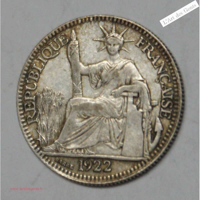 Indochine Française 10 cent 1922 argent TB, lartdesgents.fr