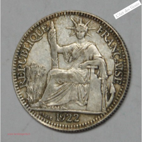 Indochine Française 10 cent 1922 argent TB, lartdesgents.fr