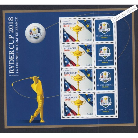 Bloc Feuillet  BF144 - Ryder Cup Bleu - Année 2018 - Neuf** - lartdesgents.fr