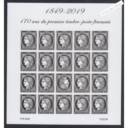 Bloc Feuillet F5305 - Cérès - 170 ans du premier timbre Français - Année 2019 - Neuf** - lartdesgents.fr