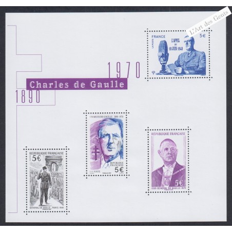 Bloc Feuillet n° F5446 - Charles de Gaulles - 2020 - Neuf** - lartdesgents.fr
