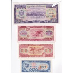 Billet Corée du Nord 50 chon 1, 10, 50 won 1959-  lartdesgents.fr