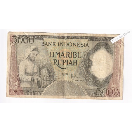 Billet Indonésie 5000 rupiah 1958 UDS 04969-  lartdesgents.fr