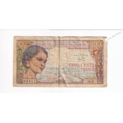 Billet Madagascar 500 Francs 1966 - 0.9 83412 -  lartdesgents.fr