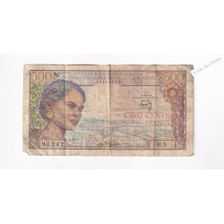 Billet Madagascar 500 Francs 1966 - P.5 91342 -  lartdesgents.fr