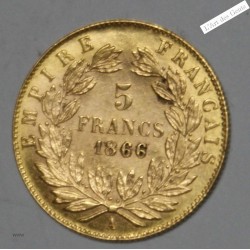 5 Francs or 1866 A tête nue...