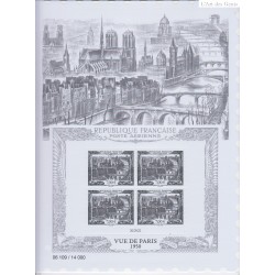 Affiche numérotée "Vue de Paris" avec Bloc de 4 timbres "daté" Sous blister Neuf** lartdesgents.fr