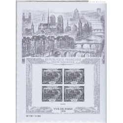 Affiche numérotée "Vue de Paris" avec Bloc de 4 timbres "daté" Sous blister Neuf** lartdesgents.fr