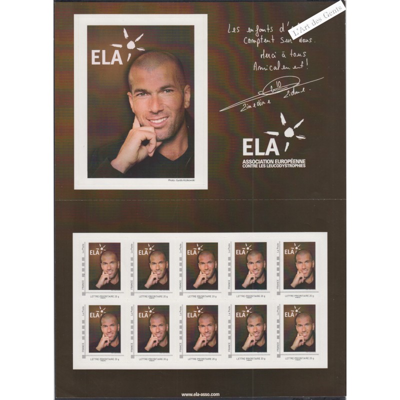 COLLECTOR TIMBRES  ZINEDINE ZIDANE 2010 - AUTO ADHESIFS - NEUF** lartdesgents.fr