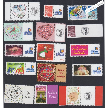 Lot 15 timbres personnalisés 2000-2008 - Neuf** - lartdesgents.fr