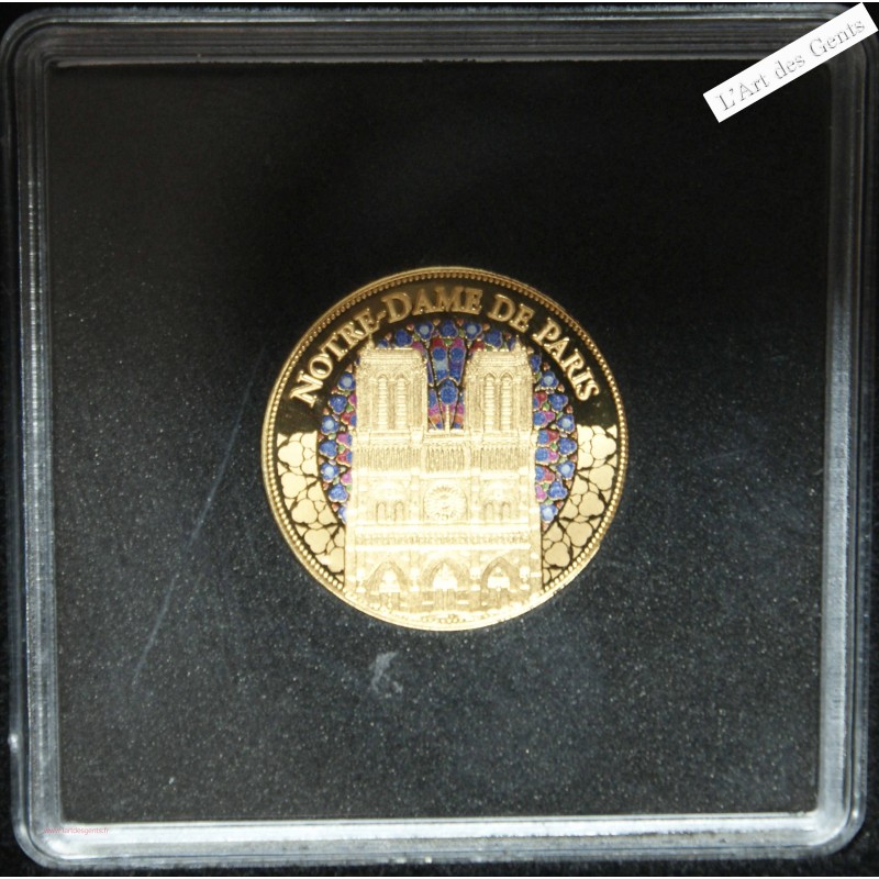 Médaille BE or, NOTRE DAME DE PARIS partiellement colorisé, lartdesgents.fr