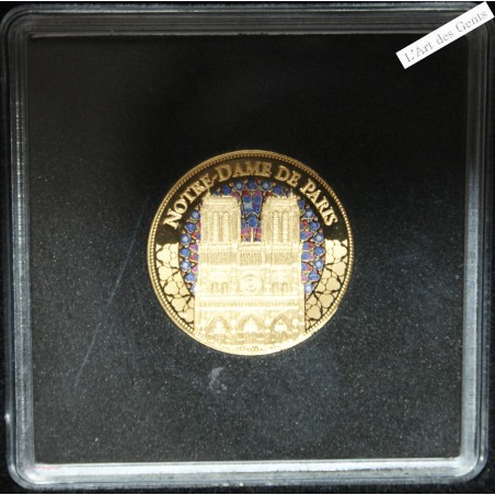 Médaille BE or, NOTRE DAME DE PARIS partiellement colorisé, lartdesgents.fr