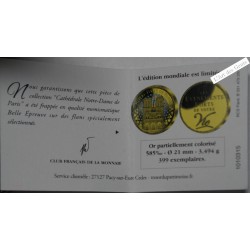 Médaille BE or, NOTRE DAME DE PARIS partiellement colorisé, lartdesgents.fr