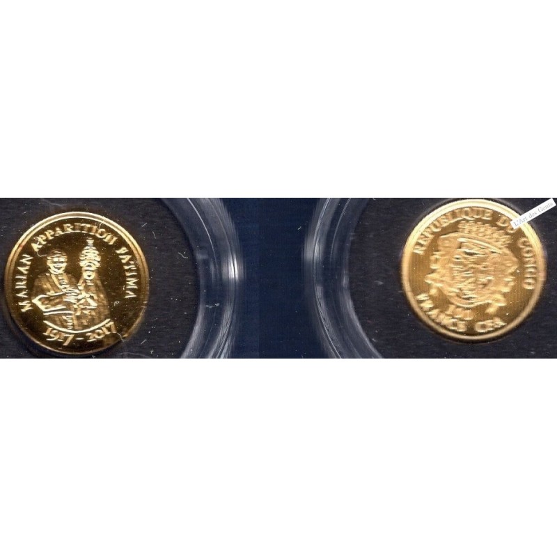 100 Francs CFA or, 2017 Rép. CONGO, MARIAN APP. FATIMA, lartdesgents.fr