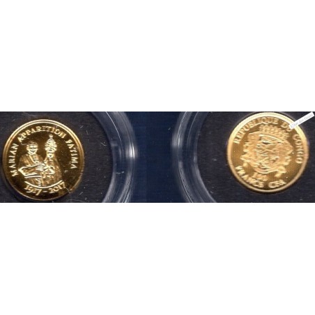 100 Francs CFA or, 2017 Rép. CONGO, MARIAN APP. FATIMA, lartdesgents.fr