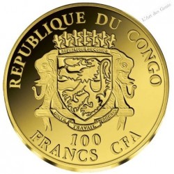 100 Francs CFA or, 2017 Rép. CONGO, MARIAN APP. FATIMA, lartdesgents.fr