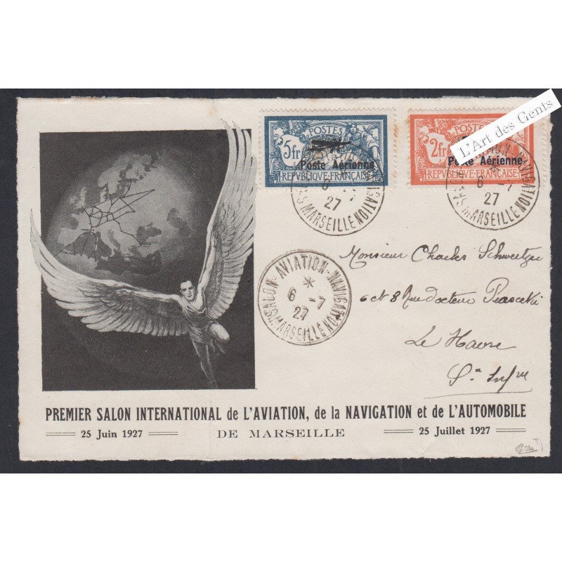 Timbres PA n°1 et n°2 Sur devant Lettre - Oblitération 1927 - cote 500 Euros - signé - lartdesgents.fr