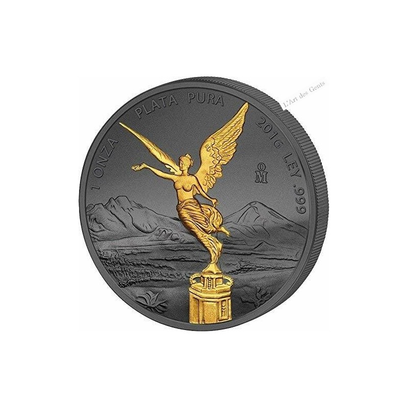 Coffret Golden Enigma 2016 Mexique Libertad 1 oz argent or 24 k ruthénium, lartdesgents.fr