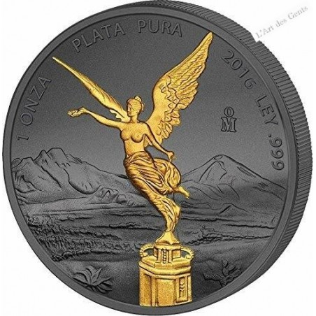 Coffret Golden Enigma 2016 Mexique Libertad 1 oz argent or 24 k ruthénium, lartdesgents.fr