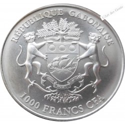 Coffret Golden Enigma GABON 2016 African SPRINGBOK, 1 oz argent or 24 k ruthénium, lartdesgents.fr