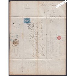 Lettre - Timbre n°14A - Oblitération piquage susse -1854 - Signé lartdesgents.fr