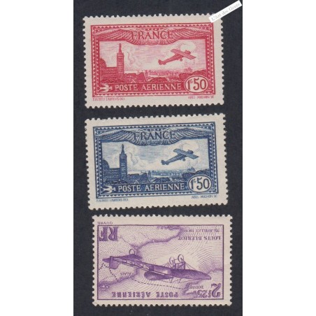 Timbres Poste Aérienne n°5-6 et n°7 Neufs* avec charnières cote 78 euros, lartdesgents